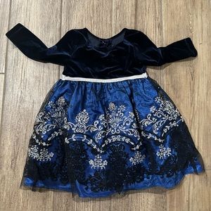 Emily Rose 3t Velvet Blue and Silver Dress